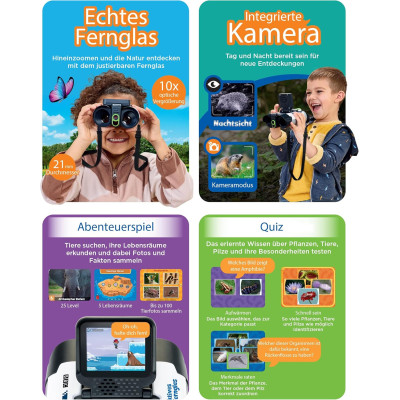 Design robuste et ergonomique des jumelles VTech pour enfant.