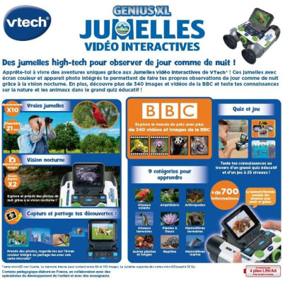 Détail des boutons et commandes des jumelles VTech Genius XL.