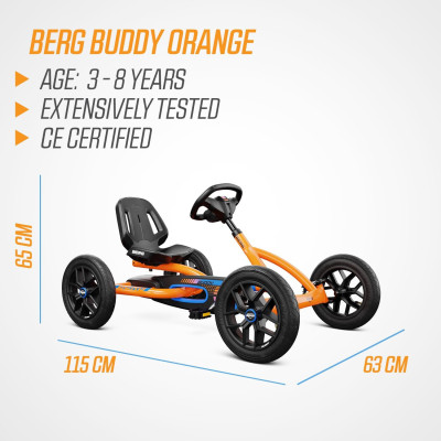 Kart à pédales BERG Buddy B-Orange - Jouet pour 3-8 ans