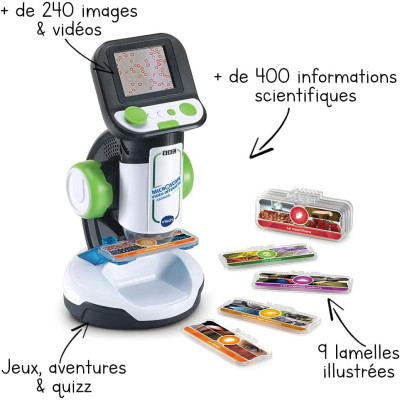 Enfant observant un insecte avec le microscope VTech.