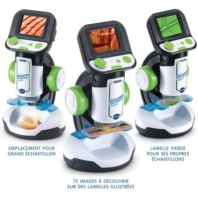 Prise en main facile du microscope VTech par un enfant.