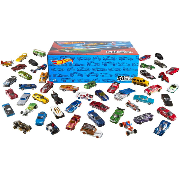 Hot Wheels coffret 50 véhicules - Jouet pour enfant de petites voitures miniatures (Modèle aléatoire) V6697