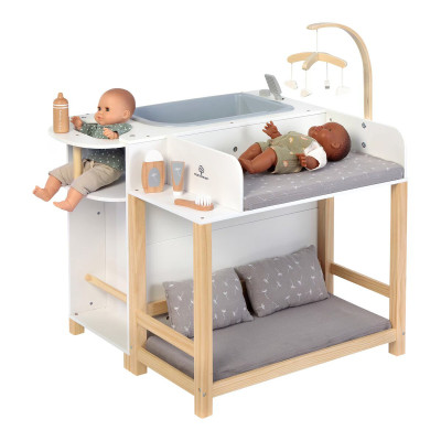 Table à langer pour poupée Viola avec mobile et espace de rangement.